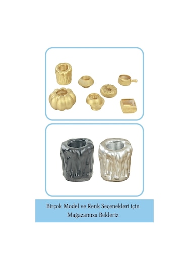 Mumluk Şamdan Tealight Mum Uyumlu Orta Erimiş Mum Model - Altın