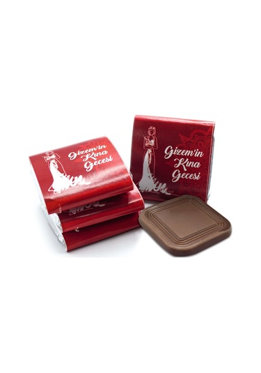 Nin Kına Çikolatası Dökme Kırmızı Baskılı 125 Adet Madlen Çikolata