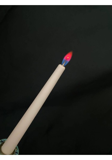 Çift Renkli Alevli Şamdan Mumu 20 Cm Pembe