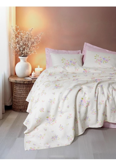 Cotton Box Estiva Çift Kişilik Pike Takımı Petal Pembe Pembe