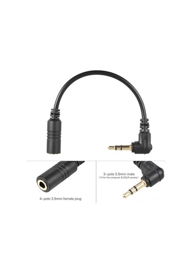 Sandwich Telefon Mikrofonu Bilgisayara & Dslr Kameralara Uygun 3.5mm 4-pol Kadın-3-pol Erkek Adaptör Kablosu 13cm