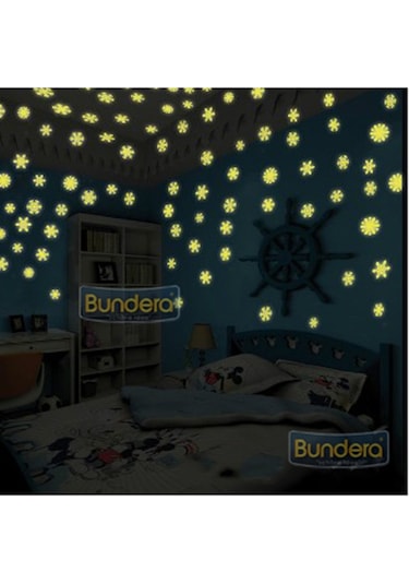 50 Adet Fosforlu Kar Tanesi Gece Parlayan Duvar Tavan Sticker Süs