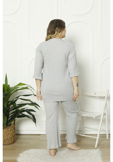 Fames Pijama Büyük Beden Mevsimlik Pijama Takimi Gri