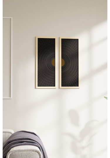 Dekoratif Modern Tasarımlı 2'li Ahşap Tablo