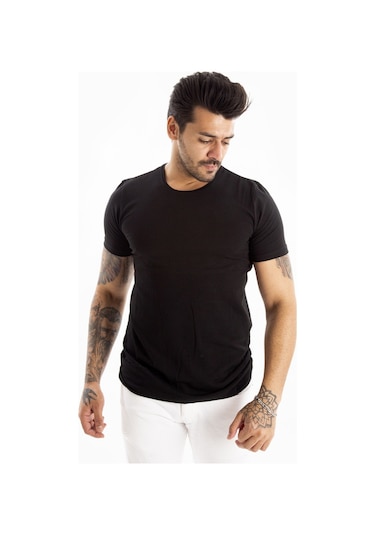 Deepsea Erkek Siyah Sıfır Yaka Dar Kesim Likralı Düz Basic Tişört 1801131 False Siyah Deepsea Erkek Siyah Sıfır Yaka Dar Kesim Likralı Düz Basic Tişört 1801131 False Siyah