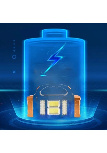 Buffer Solar Ve Usb Şarjlı Led + Cob El Feneri 1500 Mah Şarjlı Taşınabilir Çalışma Işığı Su Geçir Çok Renkli