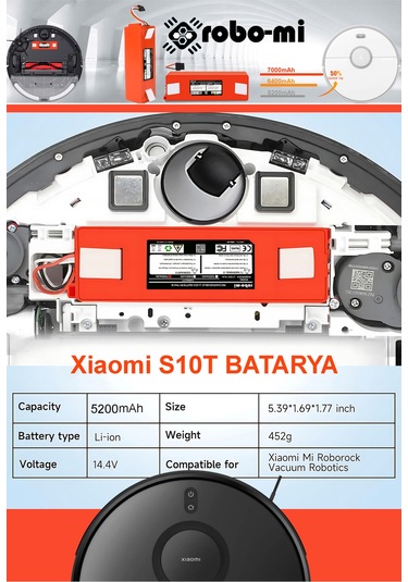 Xiaomi Mi Robot Vacuum S10t Uyumlu 7000.mah Batarya