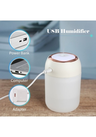 Novahub 330ml Pembe Taşınabilir Nemlendirici - 7 Renkli Led Işık, Sessiz, Ev & Araç Kullanımı