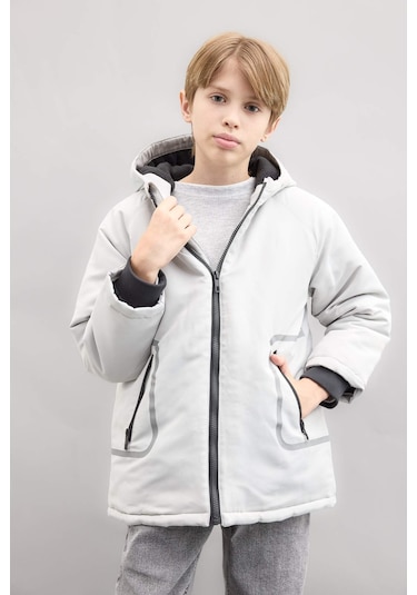 DeFacto Erkek Çocuk Su İtici Kapüşonlu Polar Astarlı Fermuarlı Cepli Parka D1132A824WNGR342 DeFacto Erkek Çocuk Su İtici Kapüşonlu Polar Astarlı Fermuarlı Cepli Parka D1132A824WNGR342