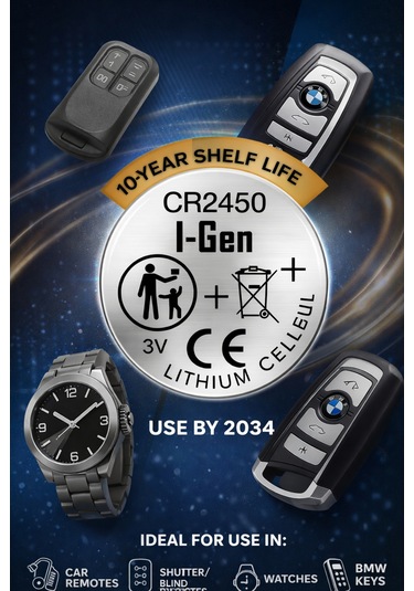 I-gen Cr2450 Lityum Düğme Pil 3v 2450 Pil 10'lu Paket