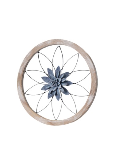 Suntek Çiçek Metal Duvar Sanatı Dekoru Asılı Dekorasyon Mavi