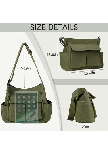 Luckydog Unisex Geniş Tek Askılı Bez Çanta - Yeşil Yeşil Yeşil