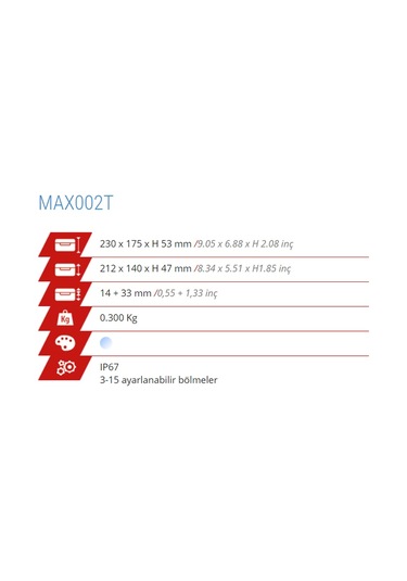 Panaro Max 002t Sızdırmaz Bölmeli Kutu 230 175 53mm.