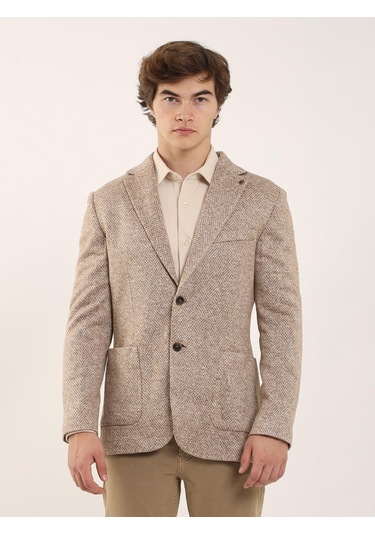 Dufy Camel Erkek Slim Fit Mono Yaka Ceket - 94720 Camel