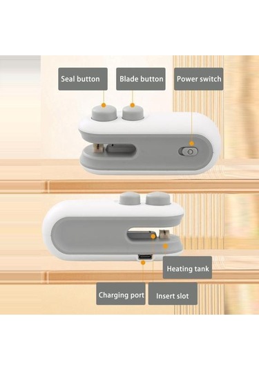 Kesici İle Mini Çanta Kapatıcı Manyetik Usb Şarj Edilebilir Taşınabilir Aperatifler Gıda Vakum Poşeti Isı Kapama Makinesi Kapatıcı Açıcı Mutfak Gadget
