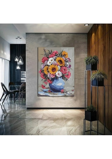 Çiçek Temalı Dekoratif Duvar Tablosu (545770297)