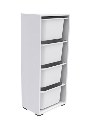 Pratico 4 Derin Sepetli Çok Amaçlı Oyuncak Dolabı - Beyaz - 109x30x69,5 Cm Beyaz