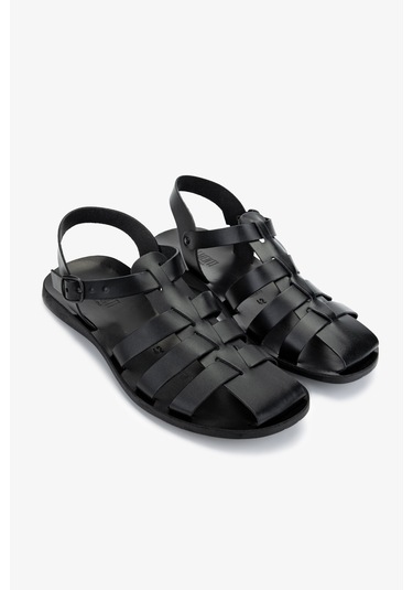 Valmenti Erkek Hakiki Deri Siyah Düz Sandalet 1152 019 Erk Sndlt Y25 Nero Siyah