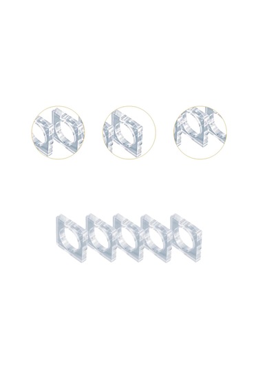 Suntek 5 Adet Peçetelik Halkaları Moda Şeffaf Aile Kare