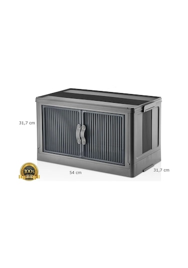 Çok Amaçlı Kapaklı Portatif İstiflenebilir Tekerlekli Organizer Dolap Antrasit Beyaz