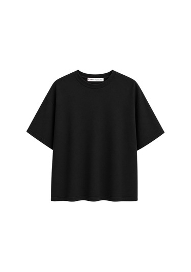 Mixray 2101 Kadın Bisiklet Yaka Soft Oversize Basic Modal T-shirt Siyah