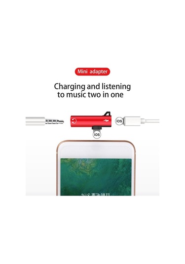 Kırmızı 2 İn 1 Metal Alaşım 3.5mm Jack Kulaklık Şarj Kablosu Konektörü İphone 12 Mini 11 Pro Max X Xr Xs Max 8 Uyumlu