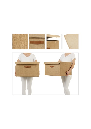 Ocean Home Textile Jüt Kapaklı Kutu 48 x 40 x 30 cm