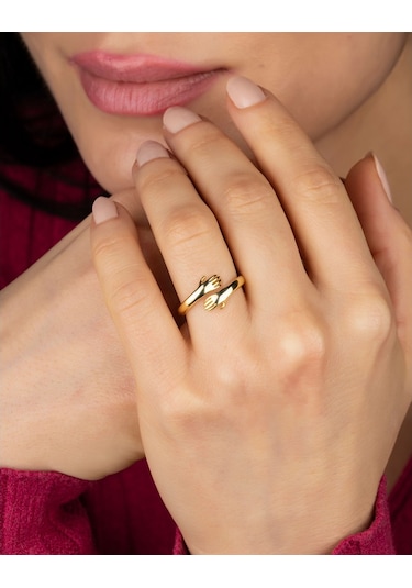 Ayarlanabilir Gümüş Love Hug Yüzük