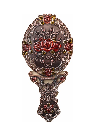 Otantik İşlemeli Taşlı Zamak Döküm Katlanır El Aynası