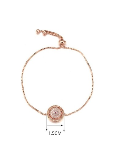 Novahub Gümüş Yuvarlak Mikro Kakma Zirkon Çekme Bileklik Ayarlanabilir Boyut Bileklik Gümüş Gümüş