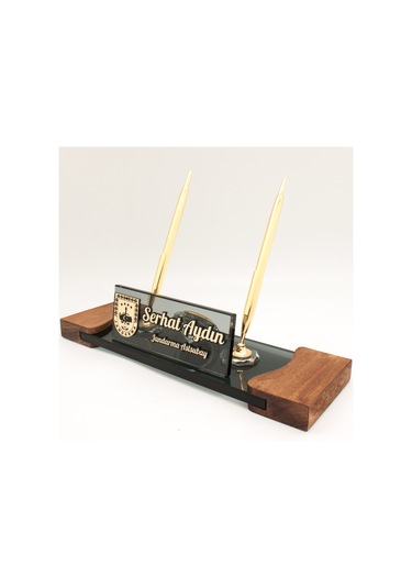 Jandarmalara Özel İsimlik Jandarma Logolu Masif Masa İsimliği