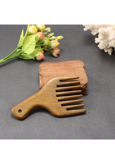 Kıvırcık Saçlar İçin Sandal Ağacı Geniş Dişli Ahşap Saç Tarağı