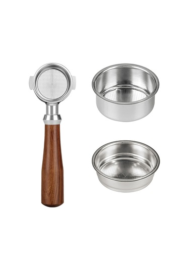 Xiyyadms Delonghi Ec680/ec685 Uyumlu 51mm Paslanmaz Çelik Ve Gül Ağacı Portafiltre - 2 Filtre Sepetli