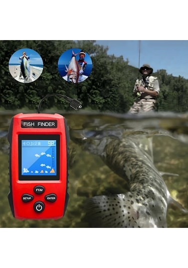Oldfriend Kırmızı Tl88e El Tipi Balık Bulucu Renkli Ekran 100m Derinlik Ölçer Pil İle Taşınabilir