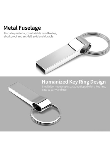 Springsun Gümüş Metal Usb 2.0 Bellek 64gb - Sarsıntı Dayanıklı, Taşınabilir Anahtar Zinciri İle Usb Flash Drive