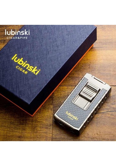Lubinski Yeni Stil Delicili Çift Torch Puro Çakmağı Silver
