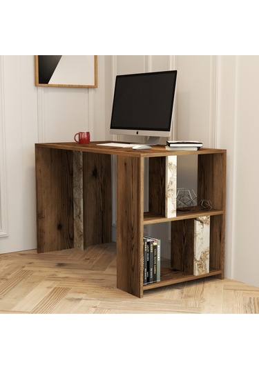 Variant Lima Çalışma Masası Ve Kitaplık Takımı - Ceviz / Beyaz Me Ceviz