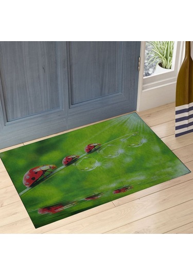 Myfloor Uğur Böcekleri Desenli Çift Taraflı Kauçuk Kapı Önü Paspası
