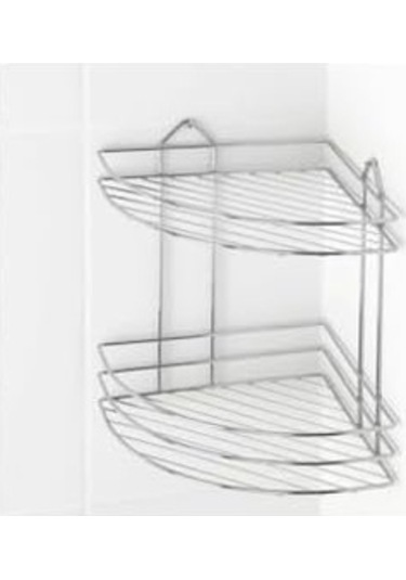 Haus Ek-02 Krom 2 Katlı Banyo Köşe Rafı 2 Katlı Şampuanlık Köşelik Siyah