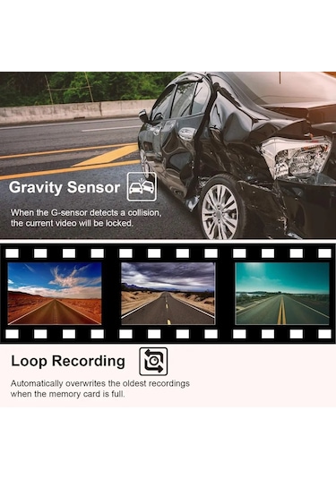 Yüksek Çözünürlüklü Gece Görüşlü Sürüş Kaydedici, Model: Wıfı Mobil Oynatma İle Üçlü Kayıt