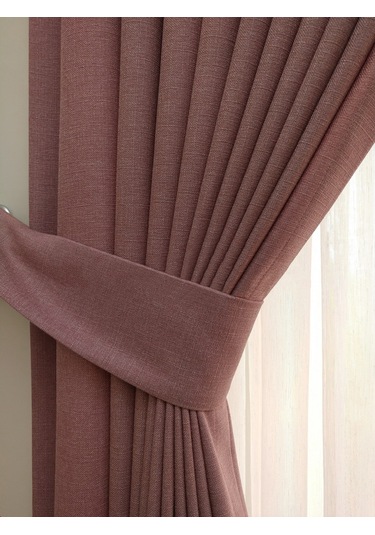 Evdepo Home Keten Pembe Fon Perde Tek Kanat Pembe