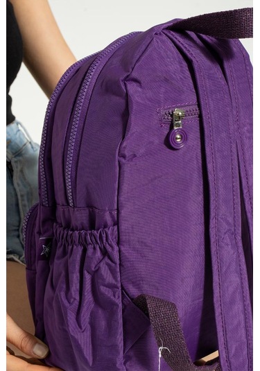 Klinkır Kadın Sırt Çantası Hafif Su İtici Kumaş Günlük Kullanım İçin İdeal 37 27 Cm Anne Bebek Çanta Mor