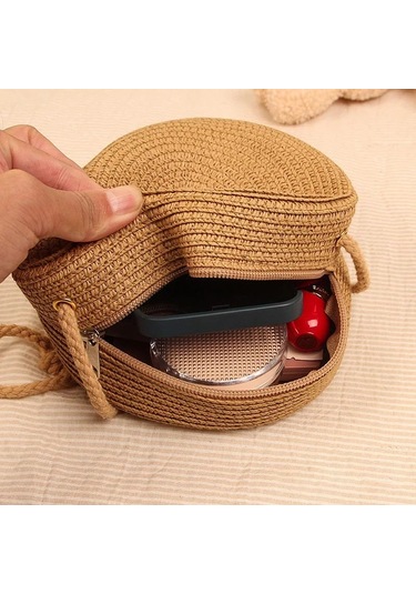 Sevimli Çocuklar Kız Omuz Çantaları Saman Katı Güzel Mini Tatil Çanta Crossbag Pink Pink