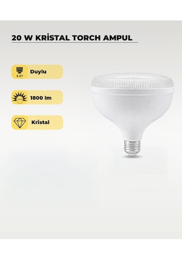 20w Kristal Torch Led Ampul Beyaz Işık