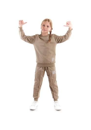 Ahengim Kız Çocuk Back To School Pamuklu Trend Eşofman Takımı Ak2529 Haki