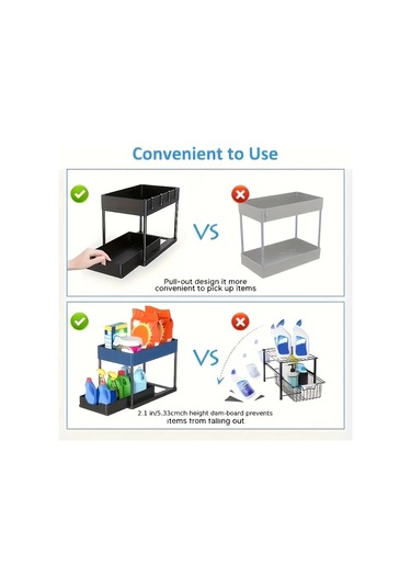 Honeybeeshop Beyaz 2 Katlı Kayar Lavabo Altı Organizatörü Dayanıklı Plastik Mutfak Dolabı Sepeti Temizlik Malzemeleri Ve Bulaşık Yıkama Araçları İçin Beyaz