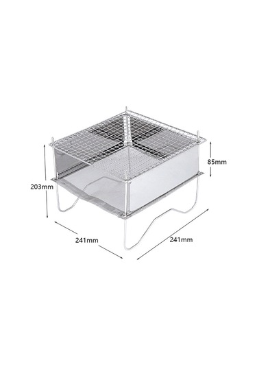 Taşınabilir Paslanmaz Çelik Barbekü Izgara Katlanır Kamp Sobası Odun Y Gümüş