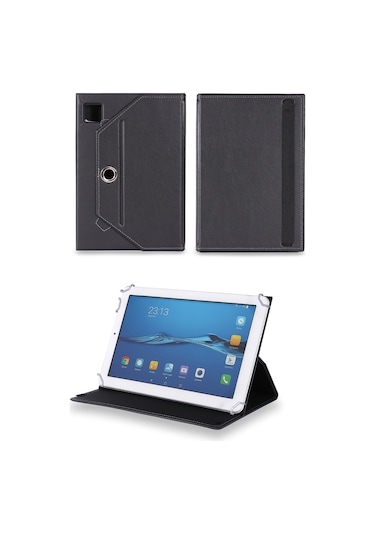 Insignia - Flex - 10.1" - 32gb - White/silver Standlı Üniversal Kapaklı Siyah Tablet Kılıfı