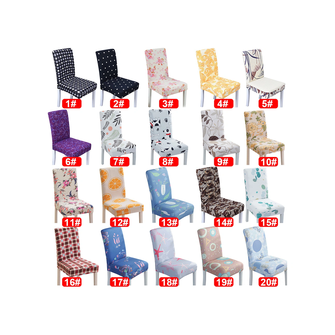 Padalink Genel Kullanım Elastik Polyester Sandalye Kılıfı - Yıkanabilir, Ev/otel/restoran İçin Renkli Desenli Dekoratif Koltuk Örtüsü Çok Renkli