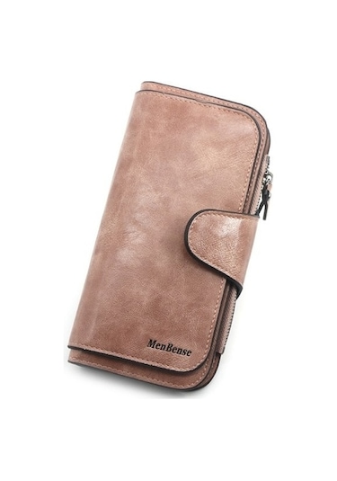 Kadın Üç Katmanlı Cüzdan Deri Cüzdan - Açık Pembe